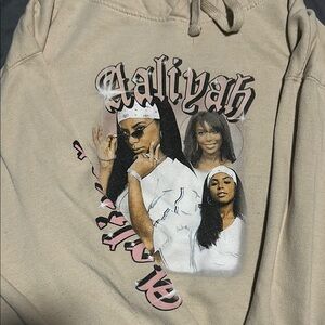 Aaliyah Beige Graphic Hoodie